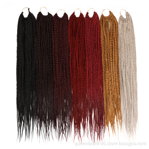 Colorful Crochet Hair Ombre Box Braids 24 Inch Braided Hair Pre-stretched Synthetic Hair Extension Braids for Women